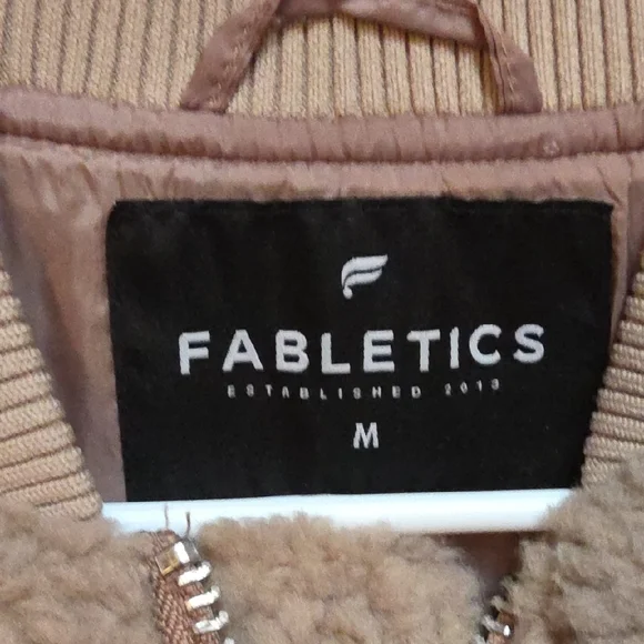 Fabletics Beige Teddy Bomber Jacket NWT